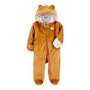 Carter’s Baby (Simple Joy) Fleece Footed Jumpsuit- Brown Bear. Used Once!